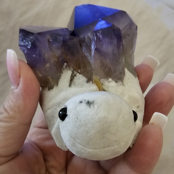 Amethyst 🐢Turtle! 365 grams, 9 x 9 cm (approx.) from head to end of Amethyst🐢 - Picture 6 of 17